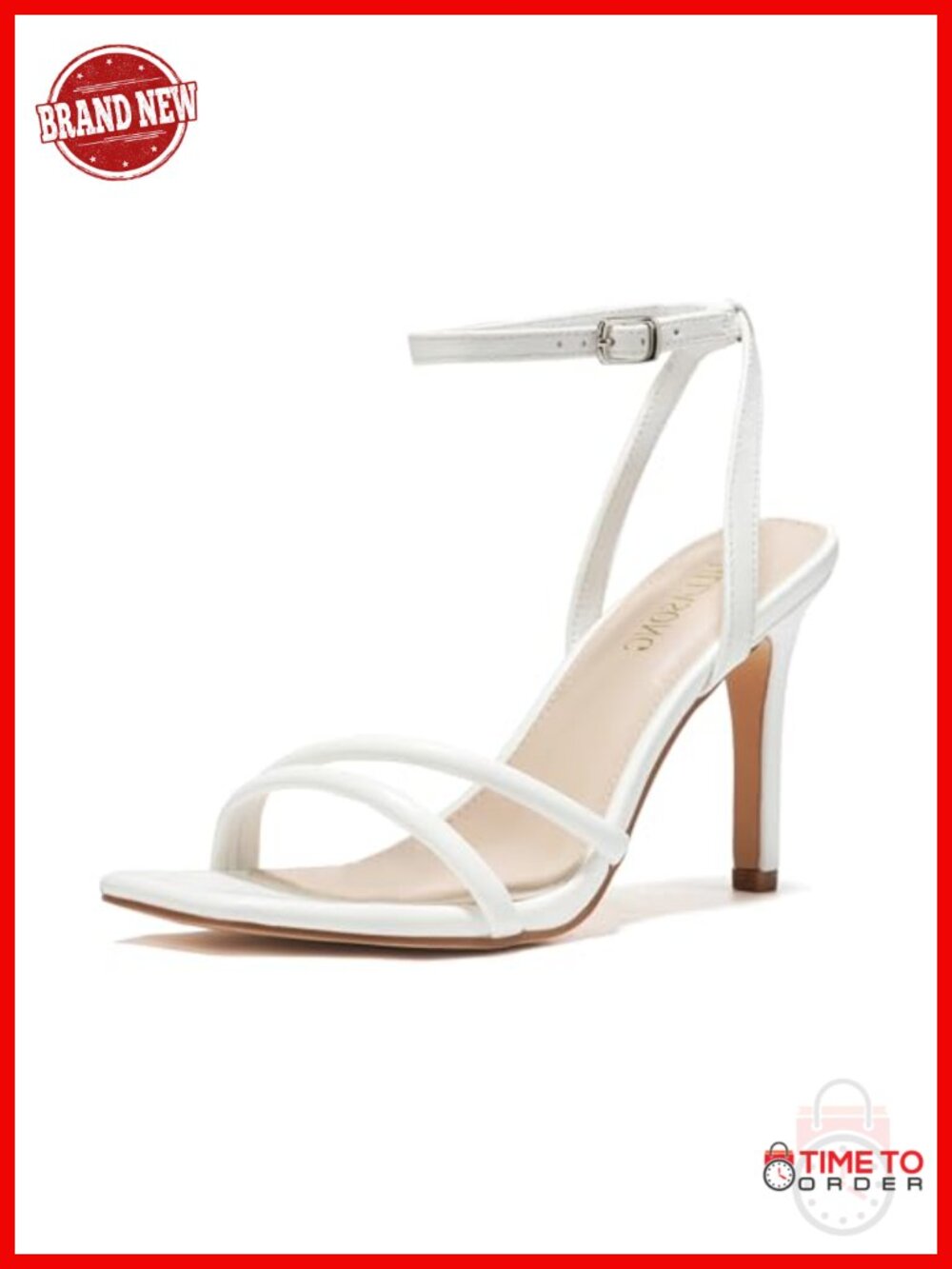Women's Strappy Ankle Strap Heeled Sandals 3.5 Inch Open Toe
